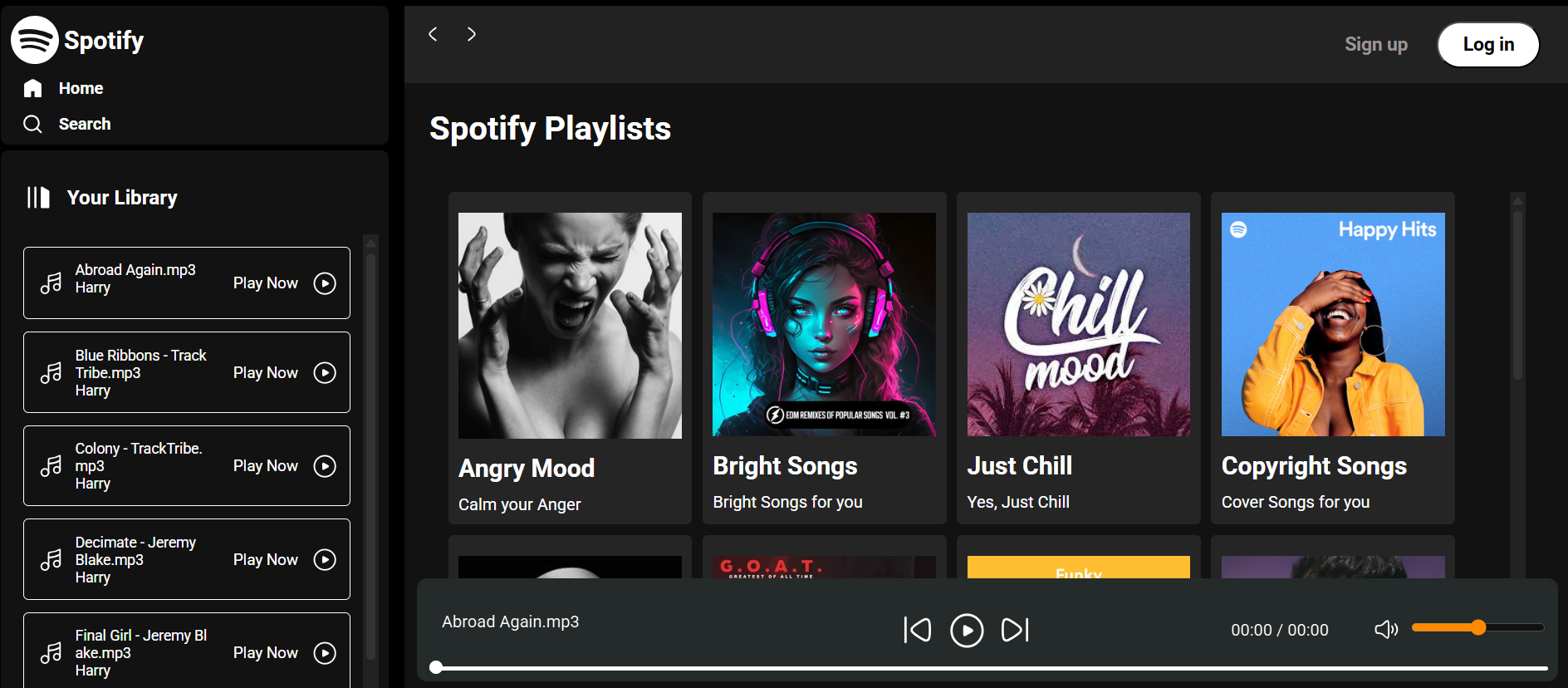 Spotify Clone Website